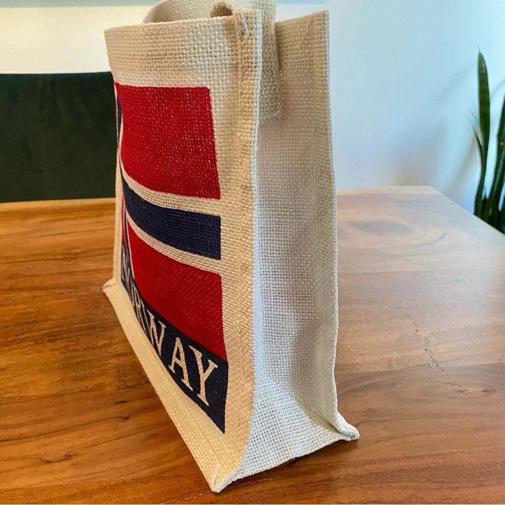 Norway ๐ณ๐ด Woven Burlap Tote Bag - Picture 14 of 15
